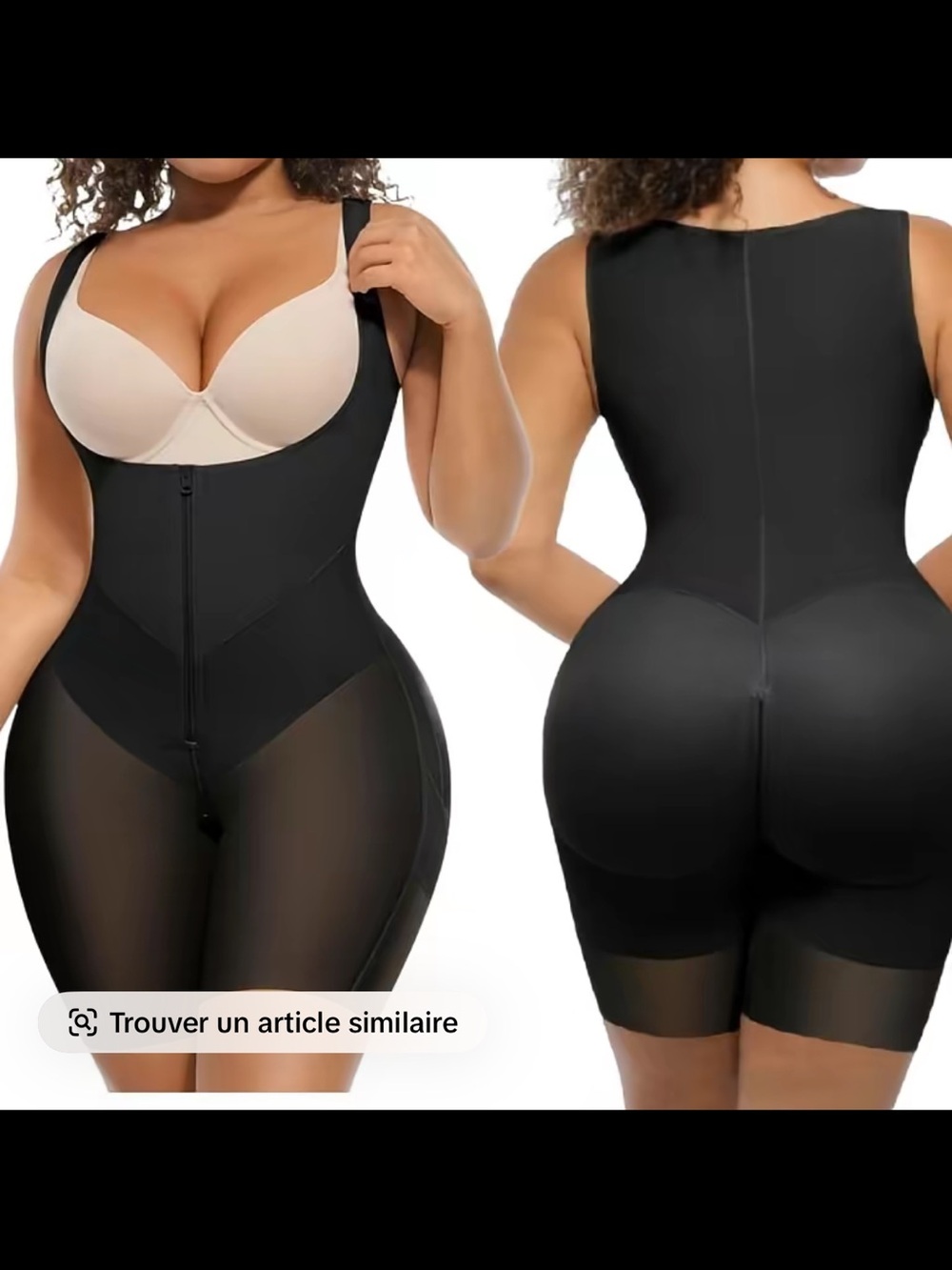 Black Full-Body Shapewear Bodysuit - Women's Compression Sculpting